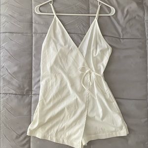 White wrap-around romper, worn once